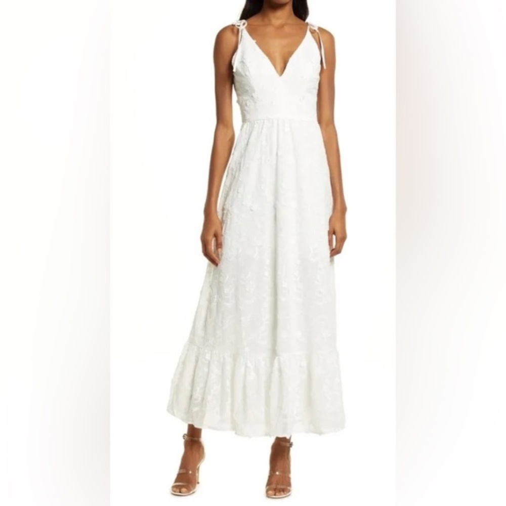 Dress the Population Sunny Floral Embroidered Tiered Maxi Dress
